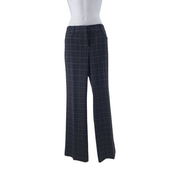 New York & Company stretch women's pants Navy white & blue plaid Size 2 Academia - Picture 1 of 8